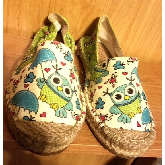 Cotto Owl Canvas Slip On Shoes Espadrille Flats Sz 8.5 Euro 40 Green - Picture 4 of 14